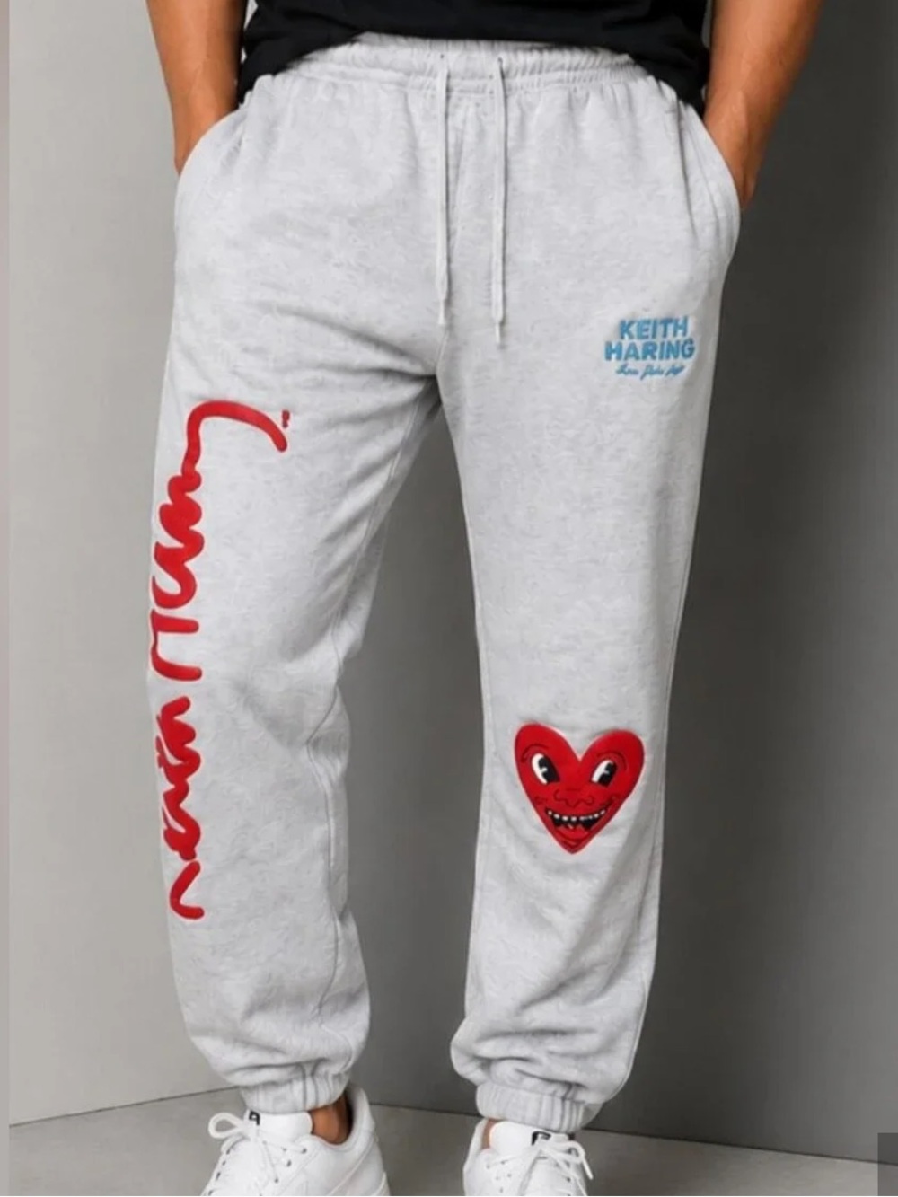 Keith Haring x Shoe Palace Graphic Sweatpants joggers Gray size medium